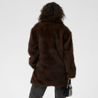 Kaffe Womens Faux Fur Coat KAaurora Dark Brown