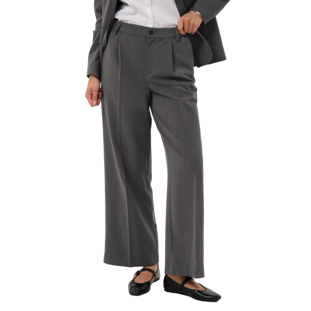 Kaffe Womens Wide Trouser KAsakura Dark Grey Melange