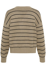 Kaffe Womens Jumper KAAriana Desert Taupe Melange/Black Stripe