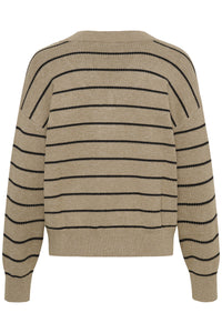 Kaffe Womens Jumper KAAriana Desert Taupe Melange/Black Stripe