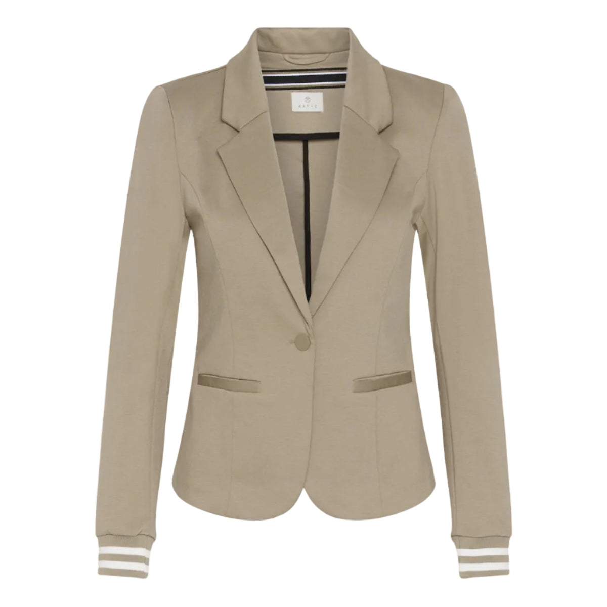 Kaffe Womens Blazer Kinnie Desert Taupe/Chalk Stripe