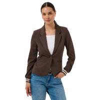Kaffe Womens Blazer Kinnie Coffee Bean/Chalk Stripe