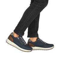 Rieker men's blue lace-up trainer