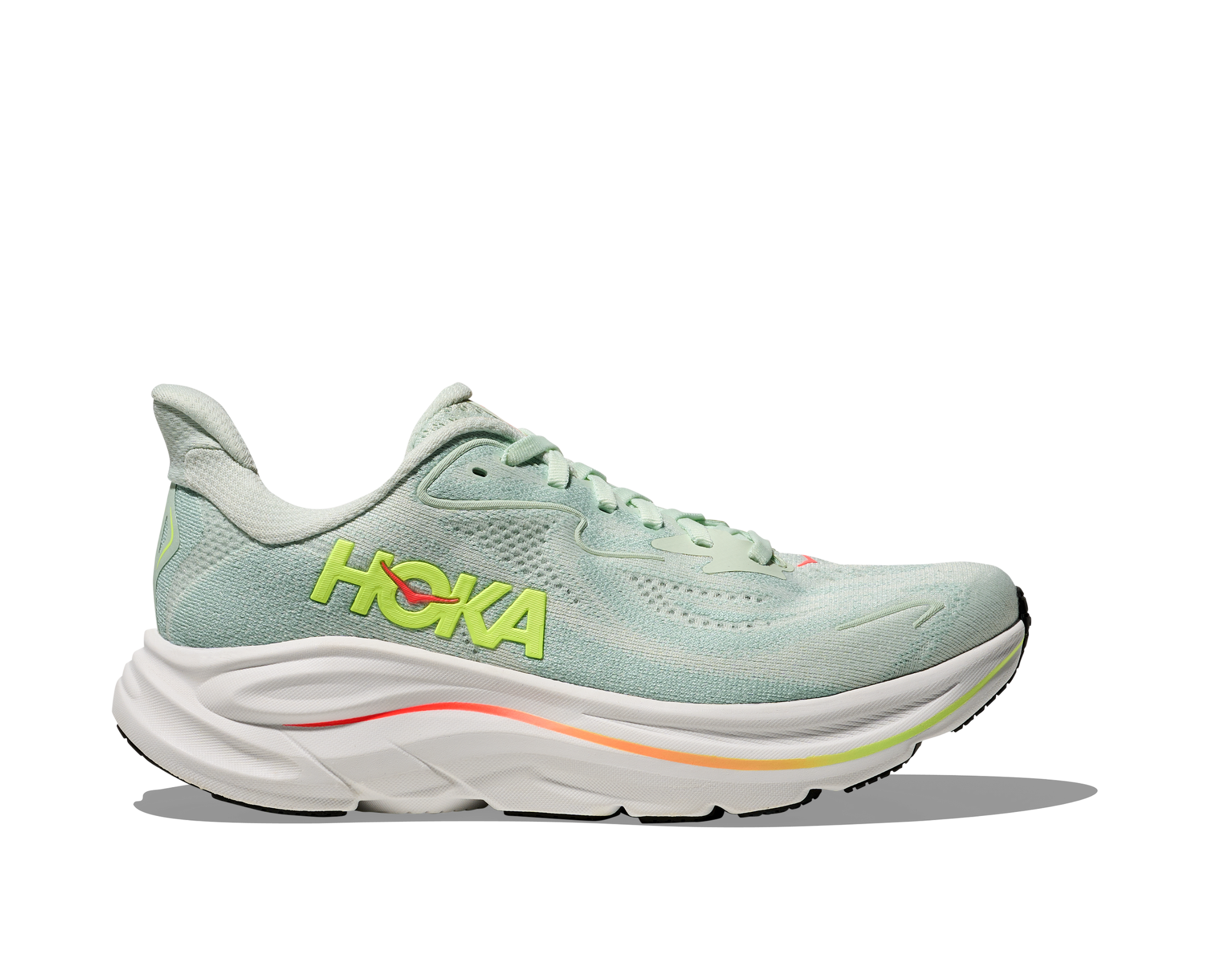 Hoka Womens Trainer Clifton 10 Sea Glass/Neon Flame