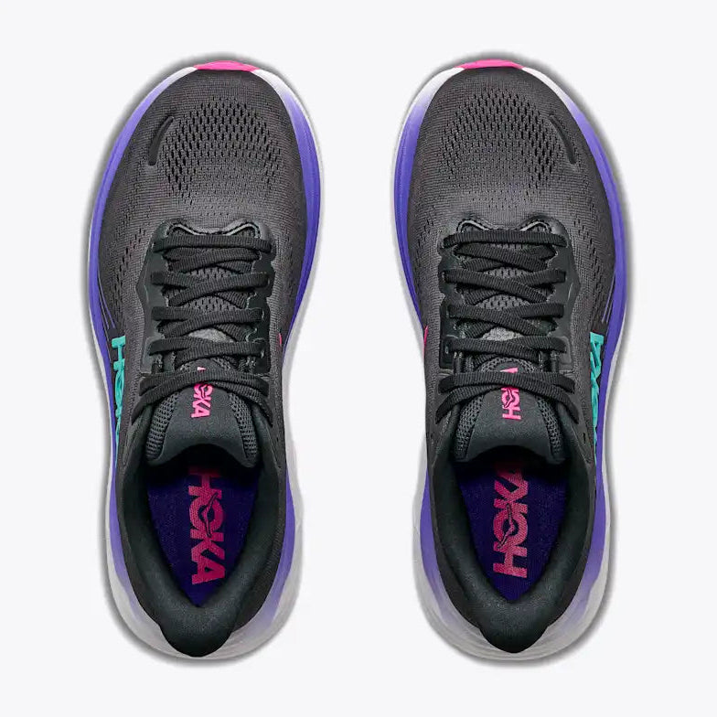Hoka women's Clifton 11 trainer in black and neon nebula