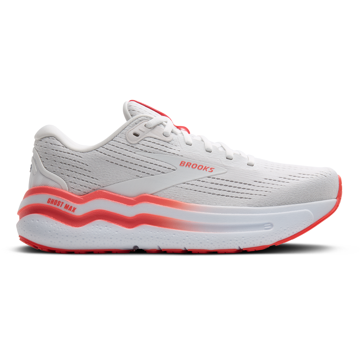 Brooks Womens Trainer Ghost Max 2 White/Hot Coral
