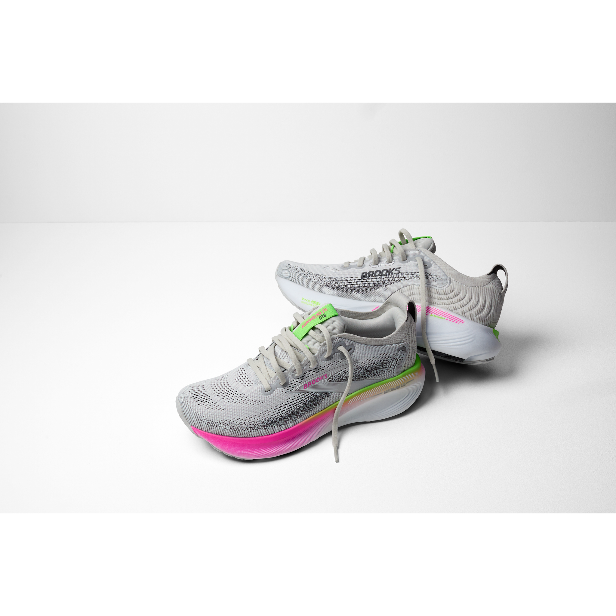 Brooks Womens Trainer Adrenaline GTS 25 Wide Oyster/Pink/Green