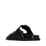 Carmela women's black leather slip-on sandal