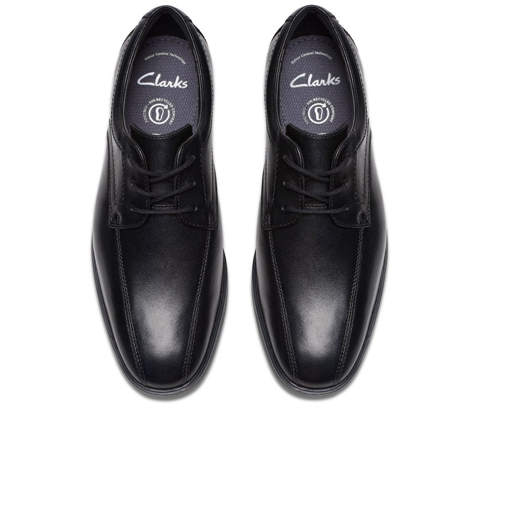 Clarks boys' black leather school shoe