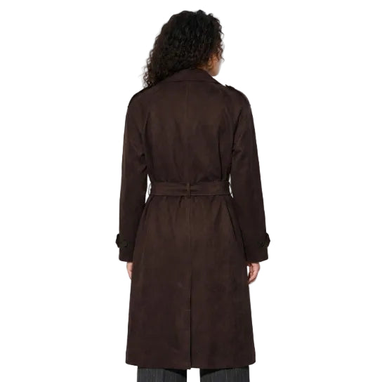 Tiffosi Suez women's chocolate brown suedette trench coat