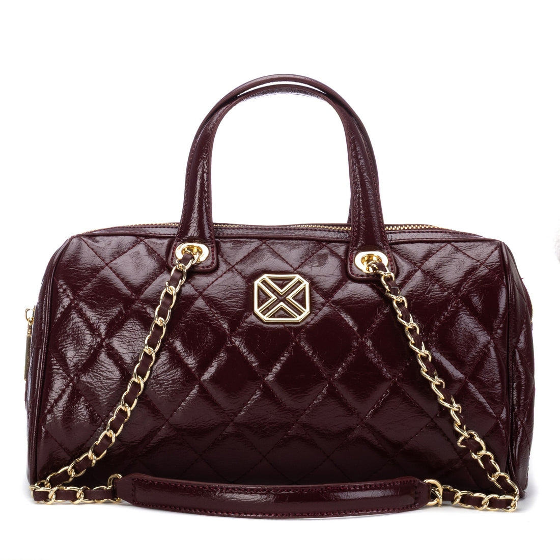 XTI women's burgundy quilted bowling bag