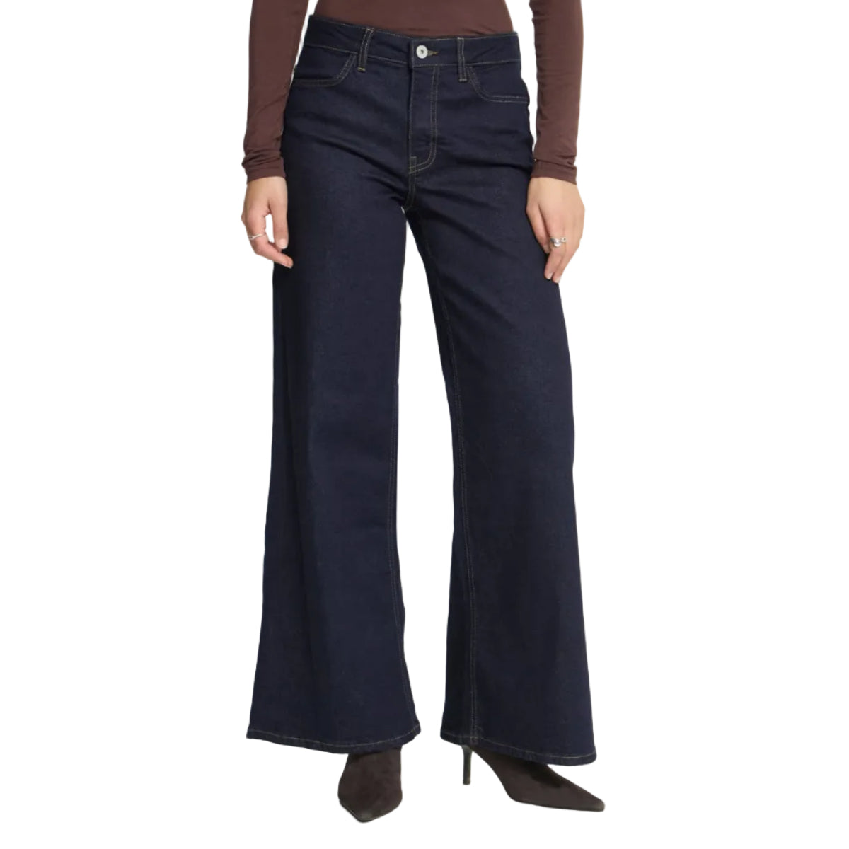Ichi Womens Jean IHTwiggy Wide Denim Dark Authentic Blue