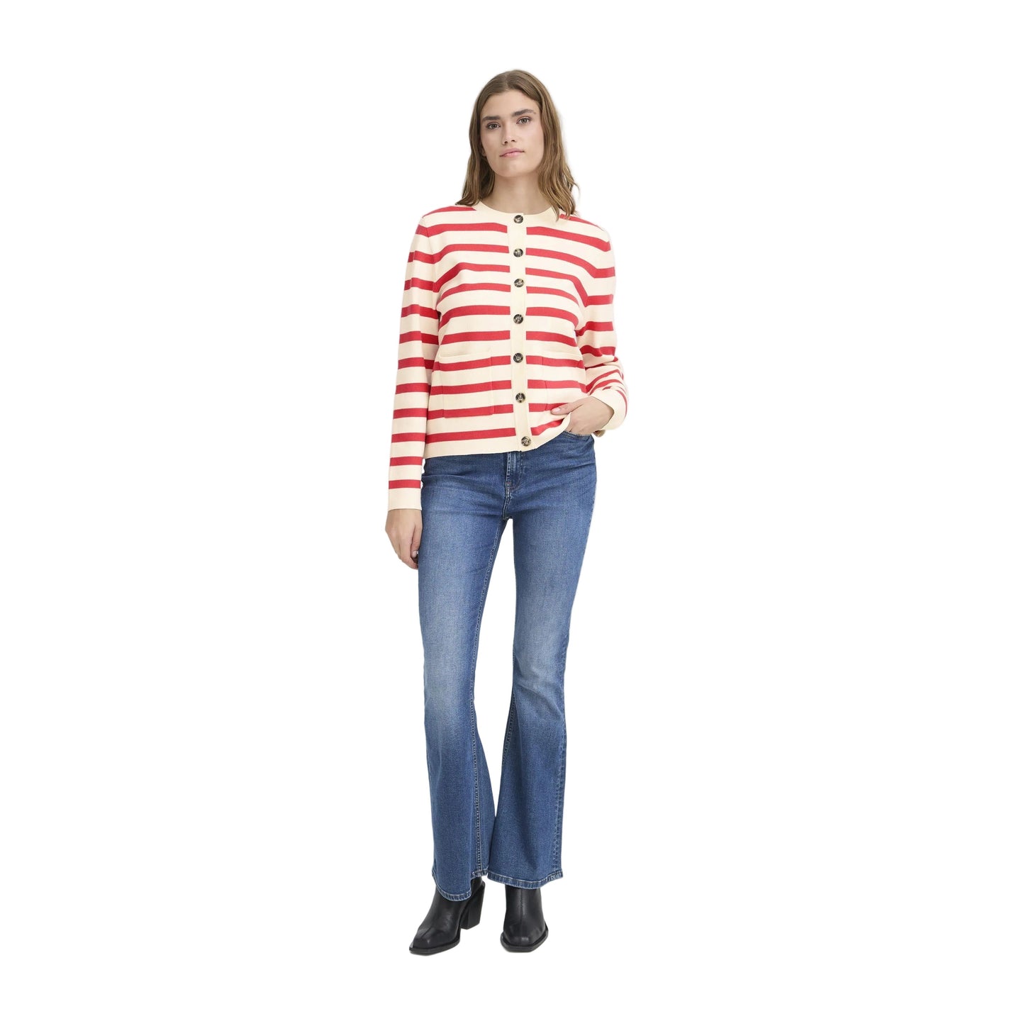 Ichi Womens IHboston Cardigan Birch Teaberry