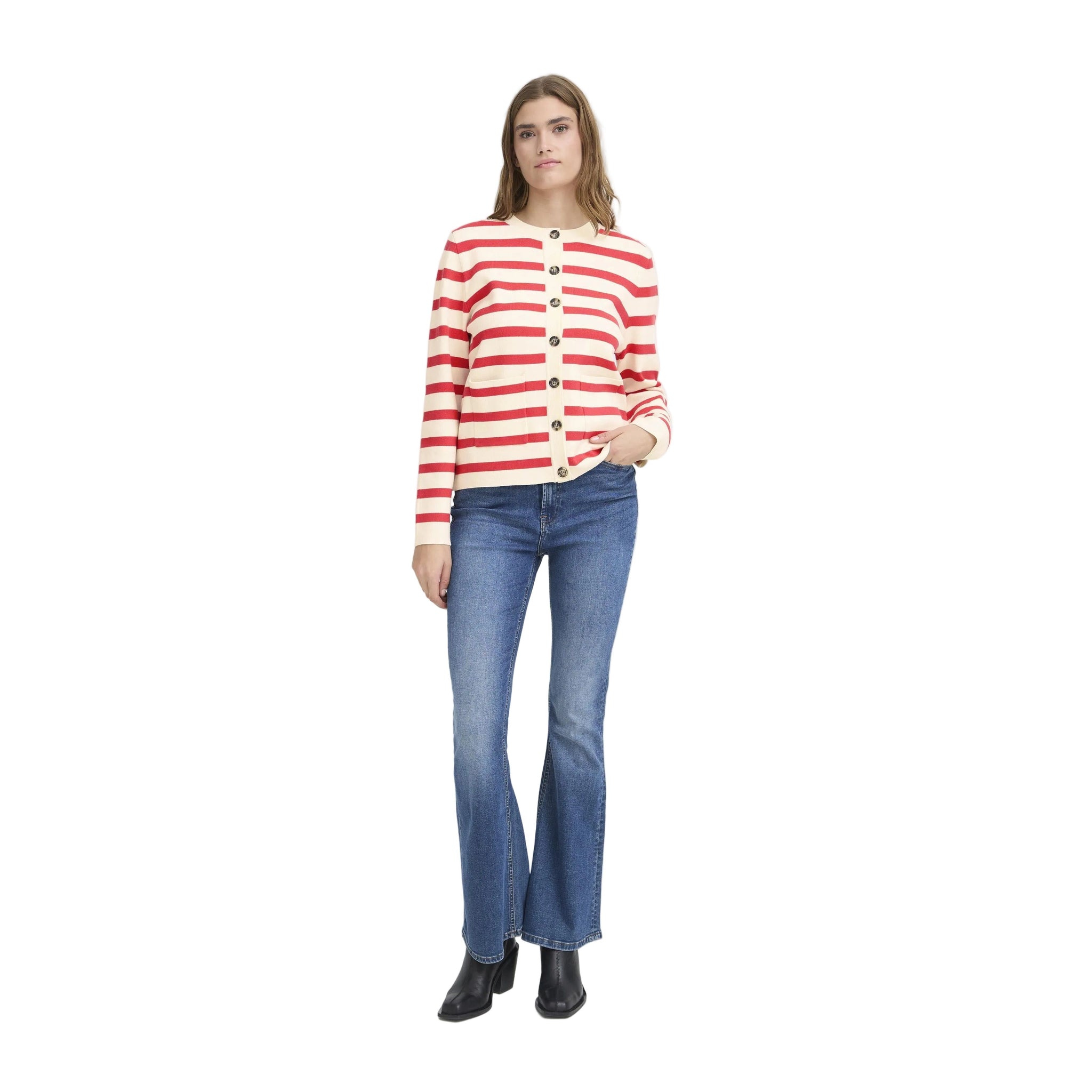 Ichi Womens IHboston Cardigan Birch Teaberry