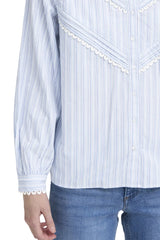 Ichi Womens Shirt Litu Creme/Blue Stripe