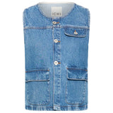 Ichi Womens Ihpamila Waistcoat Medium Blue