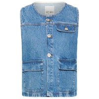Ichi Womens Ihpamila Waistcoat Medium Blue