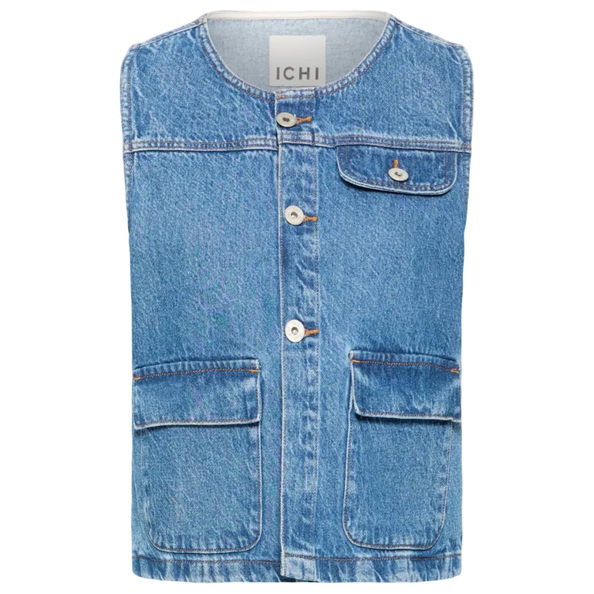 Ichi Womens Ihpamila Waistcoat Medium Blue