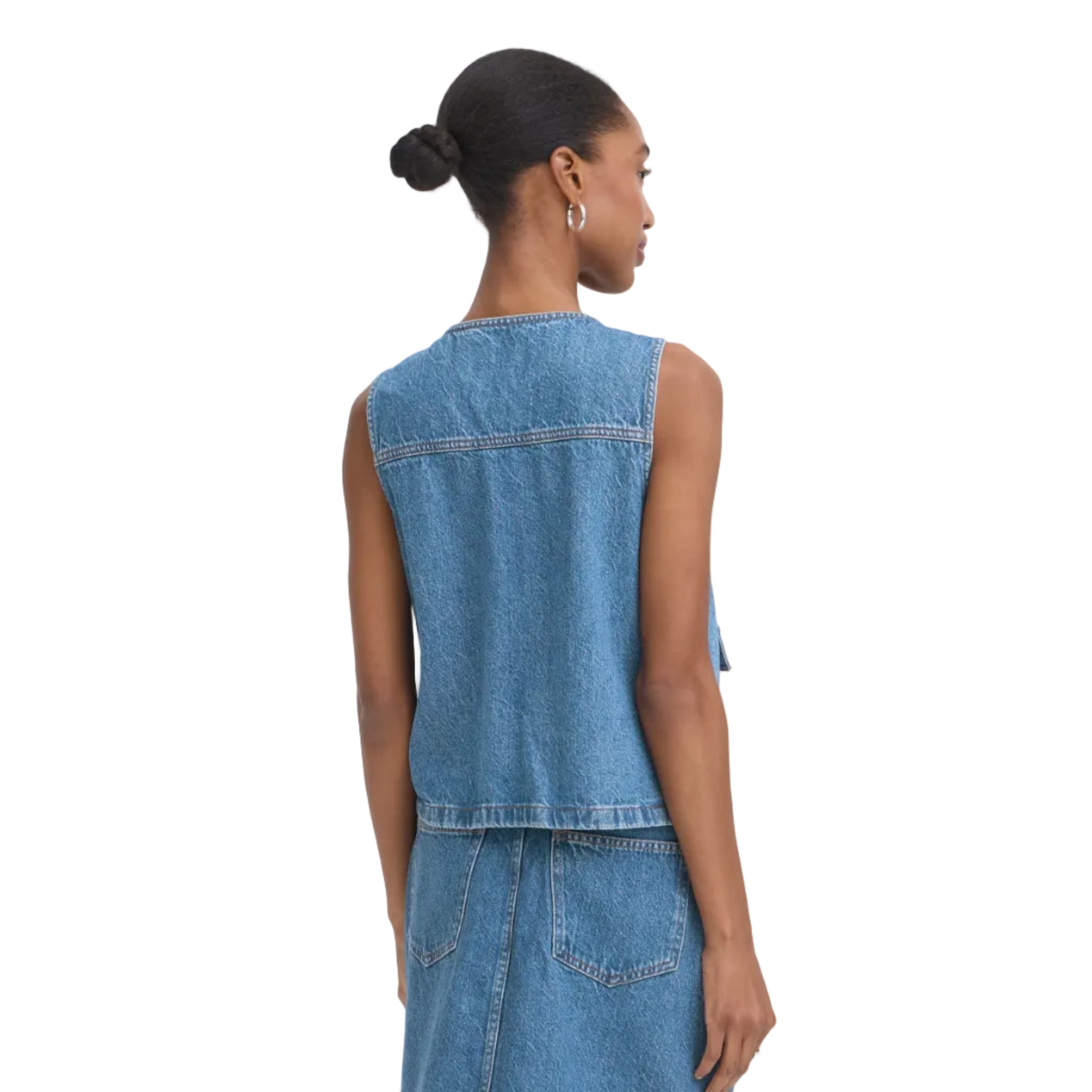 Ichi Womens Ihpamila Waistcoat Medium Blue