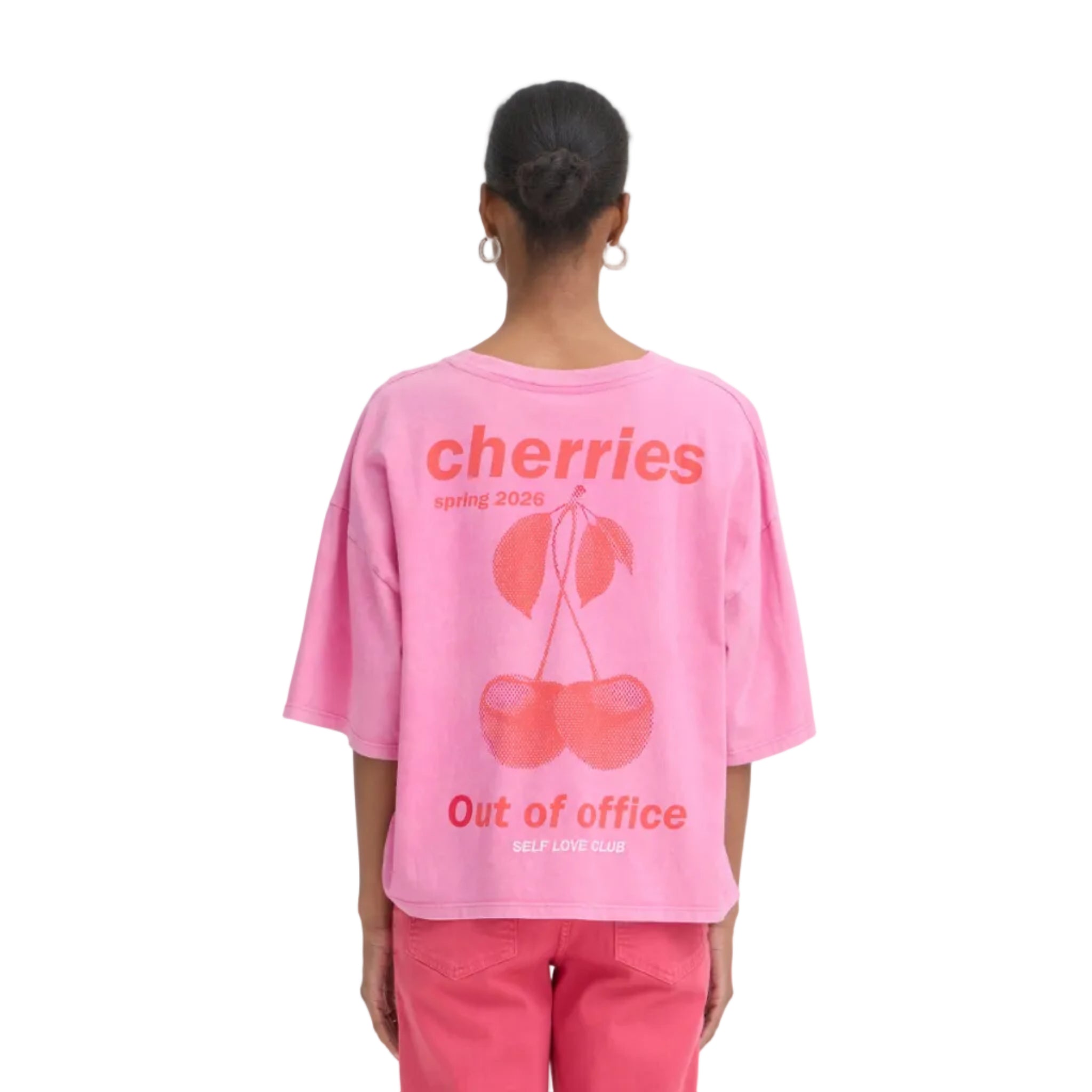 Ichi women's pink cotton t-shirt