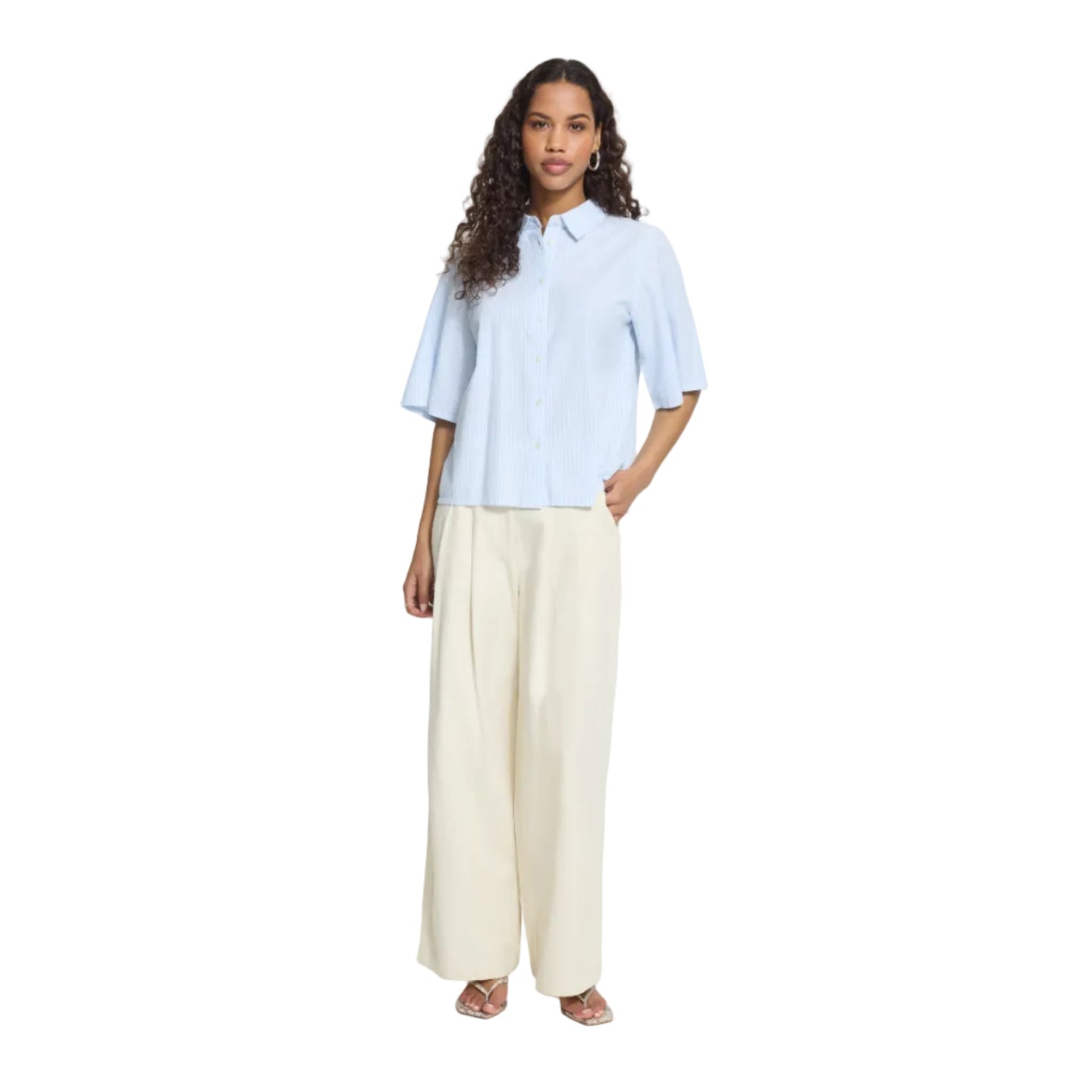 Ichi Womens Ihgaria Shirt Light Blue Stripe