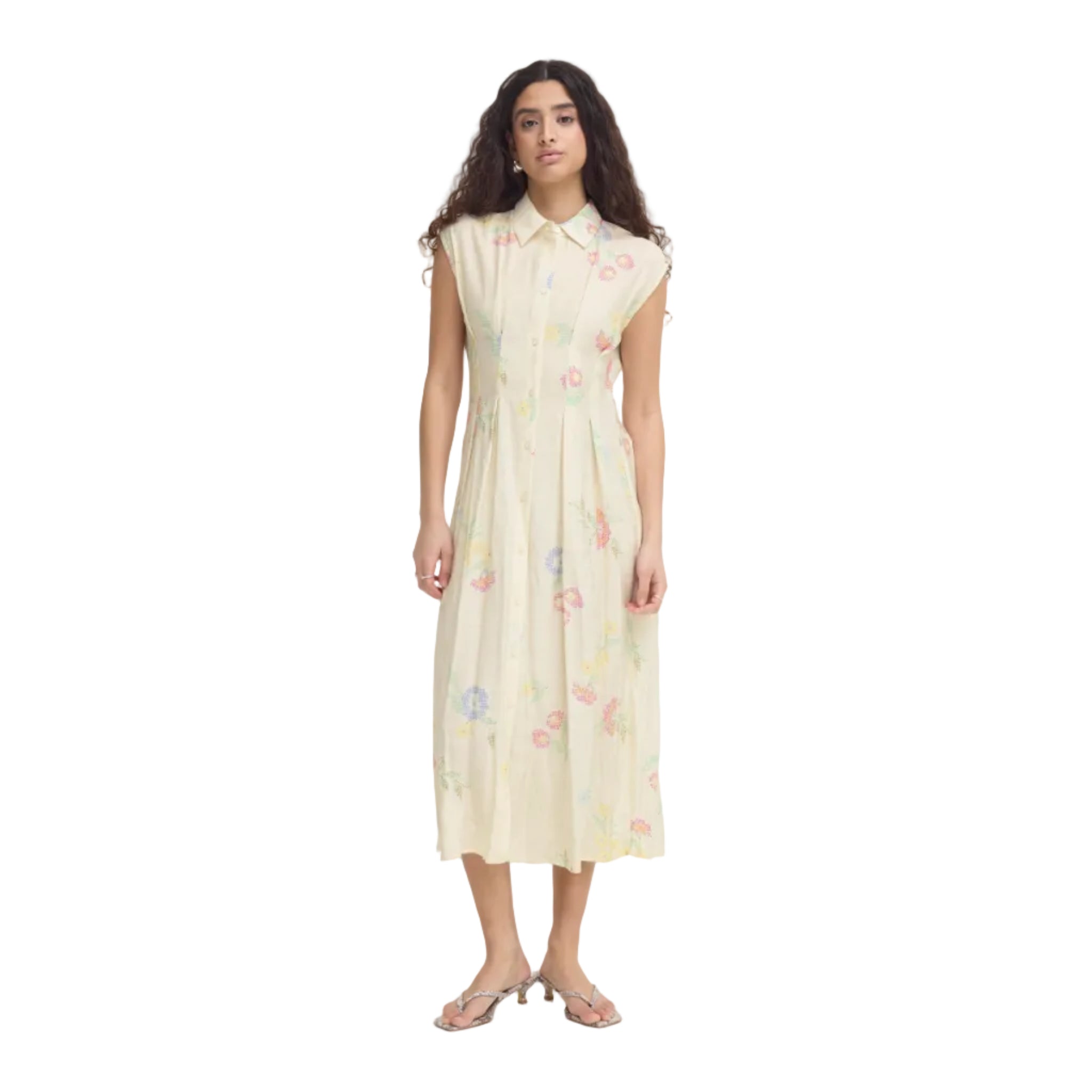 Ichi Womens Ihginni Dress Cross Stitch Flowers