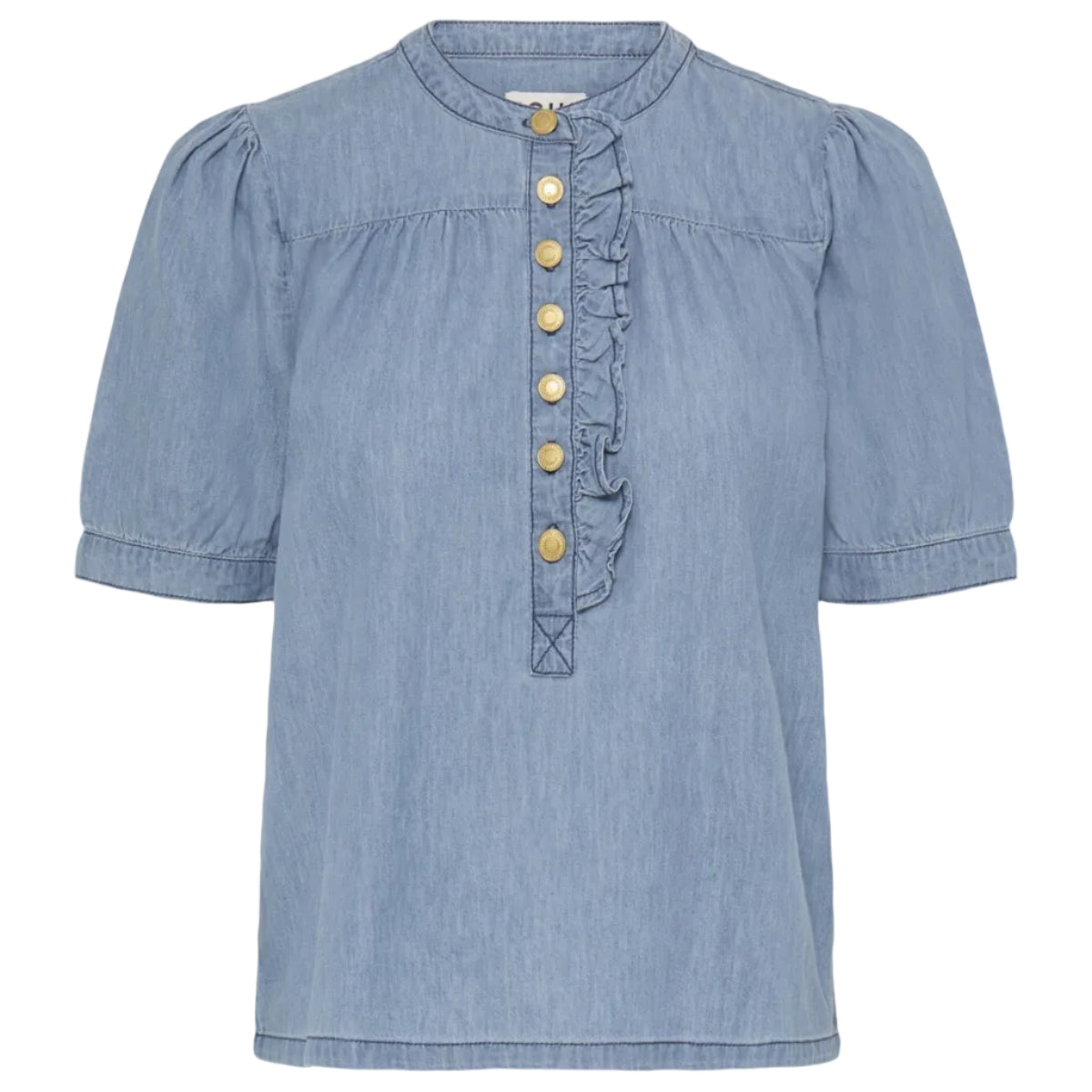 Ichi Womens Top Ancey Washed Medium Blue