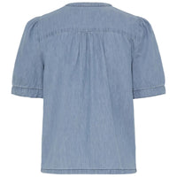 Ichi Womens Top Ancey Washed Medium Blue