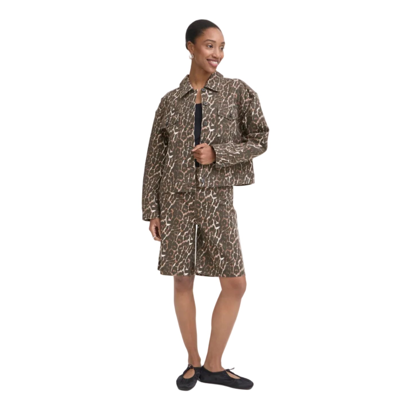 Ichi Womens Ihbrokes Casual Jacket Leopard