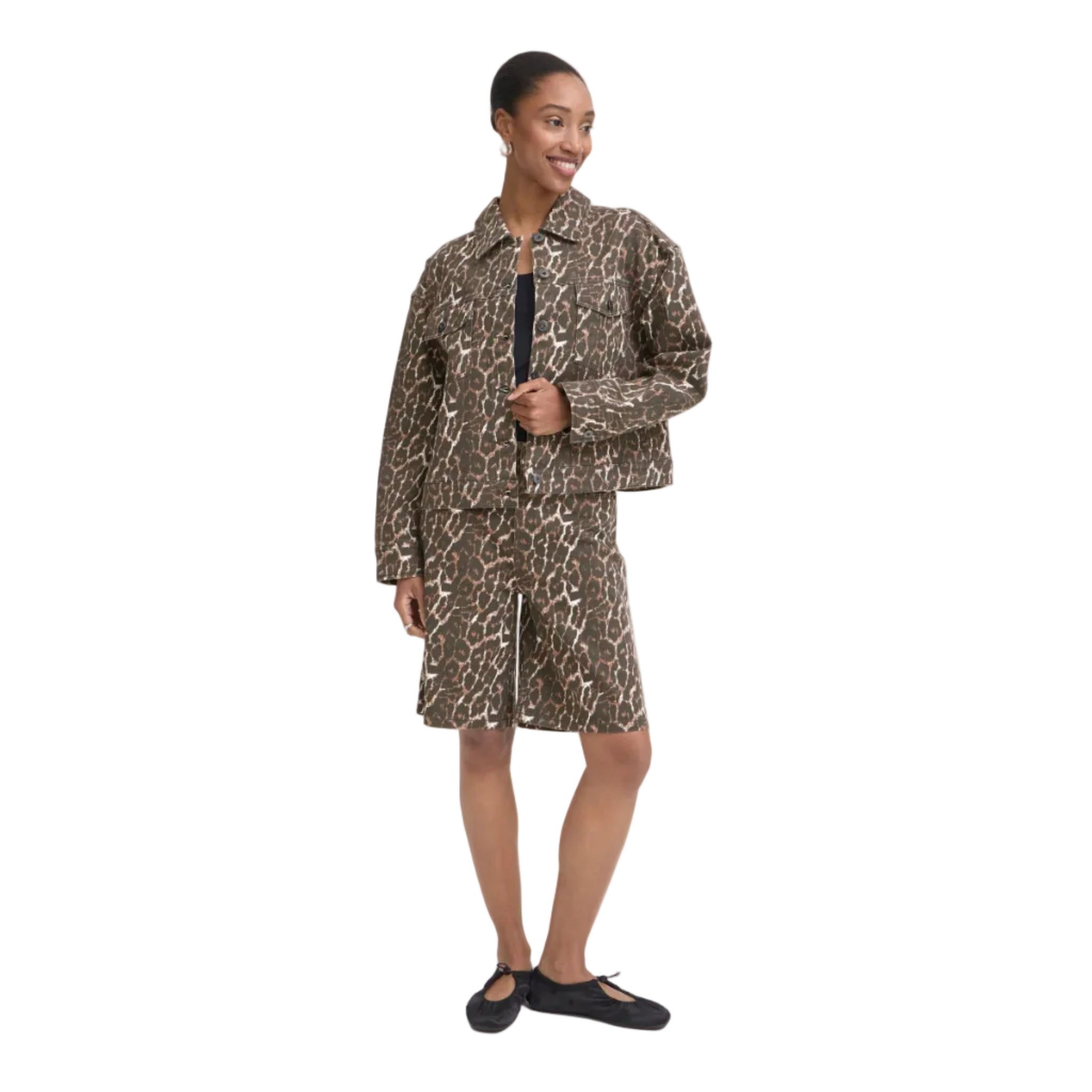 Ichi Womens Ihbrokes Casual Jacket Leopard