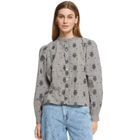 Ichi Womans Blouse IHEloza Birch/Dark Blue