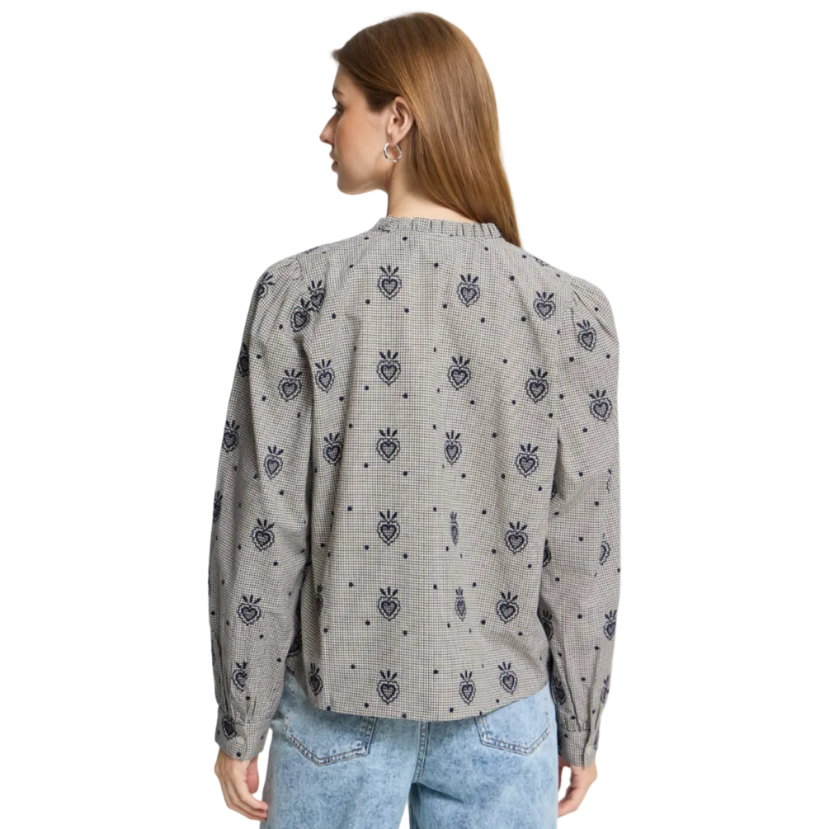 Ichi Womans Blouse IHEloza Birch/Dark Blue