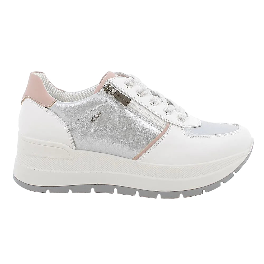 Igi&co women's white leather lace-up trainer