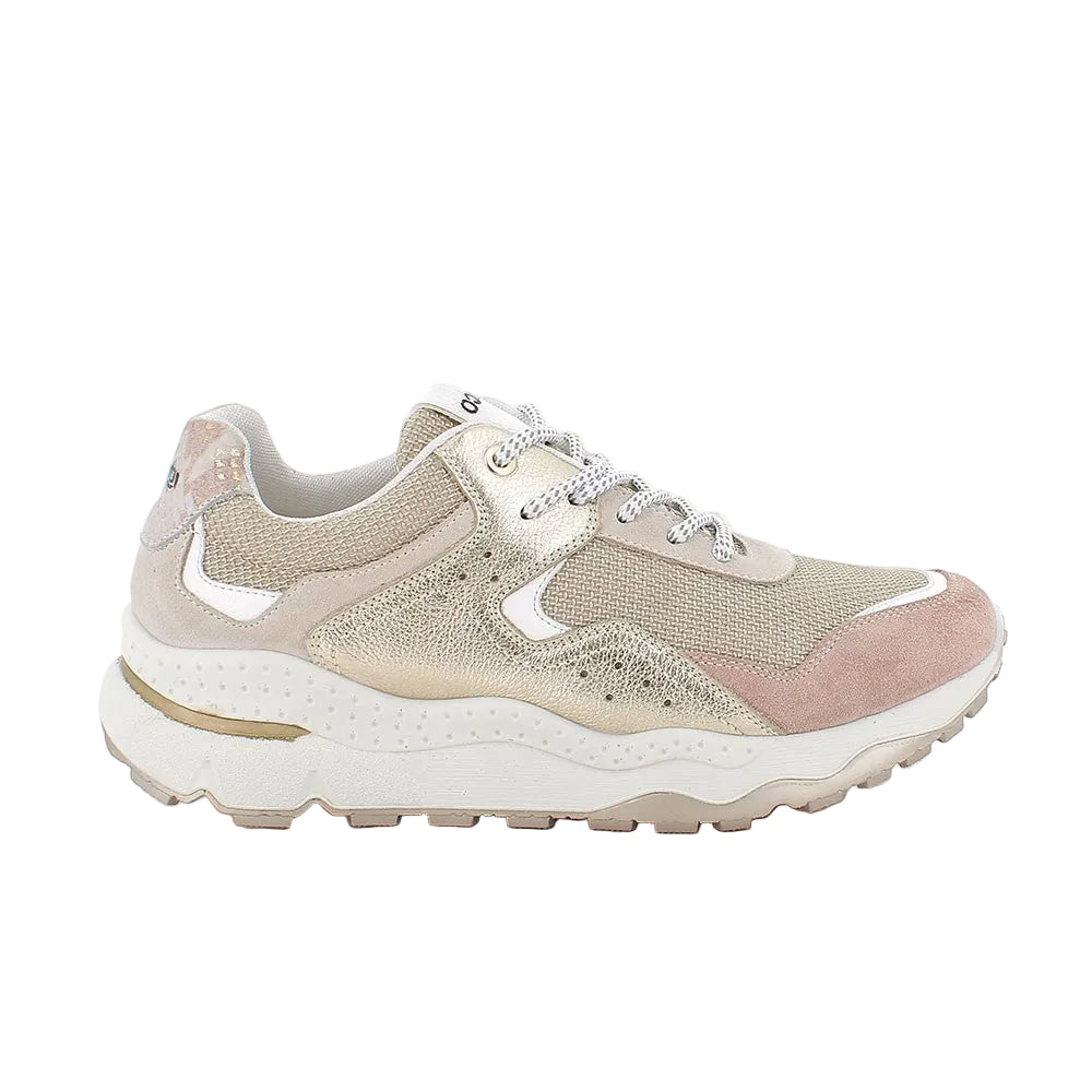 Igi&co women's beige leather lace-up trainer