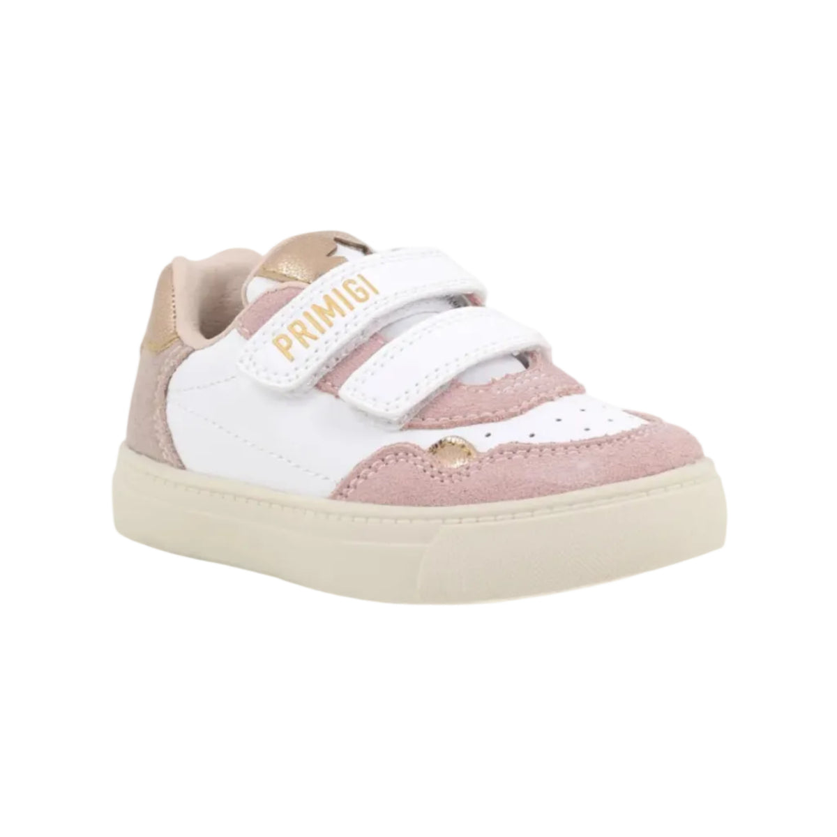 Primigi girls' white and pink trainers with touch-fastening straps