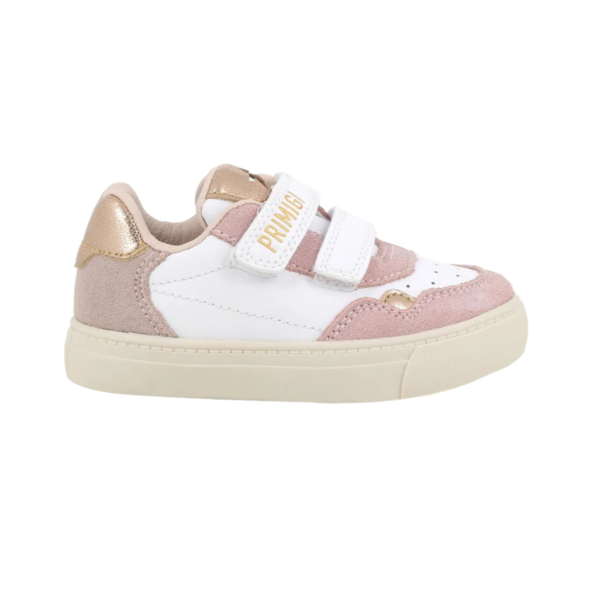 Primigi girls' white and pink trainers with touch-fastening straps