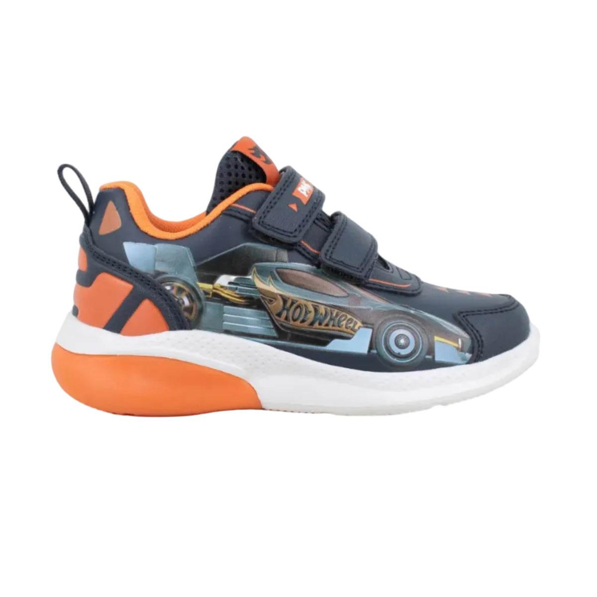 Primigi boys' navy Hot Wheels trainers with orange accents