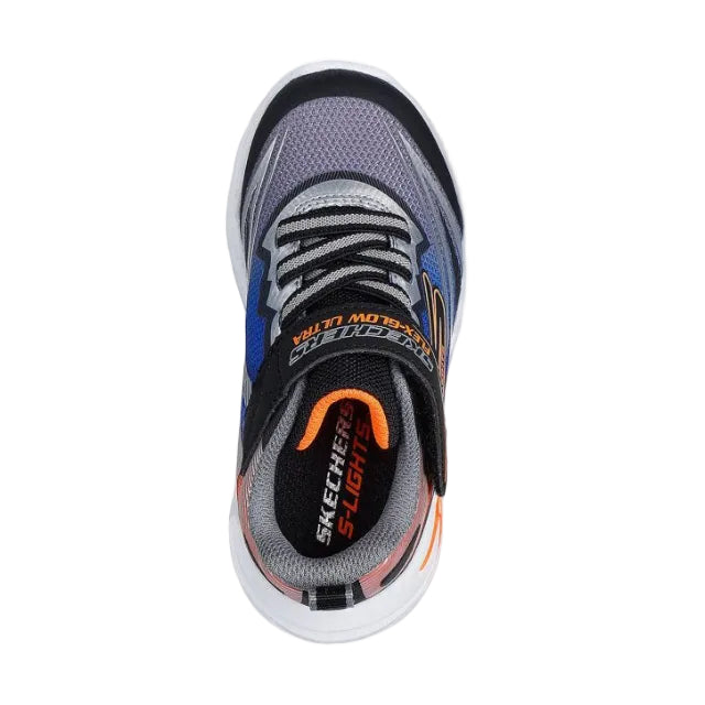 Skechers Boys Trainer S Lights: Flex-Glow Ultra Black/Silver