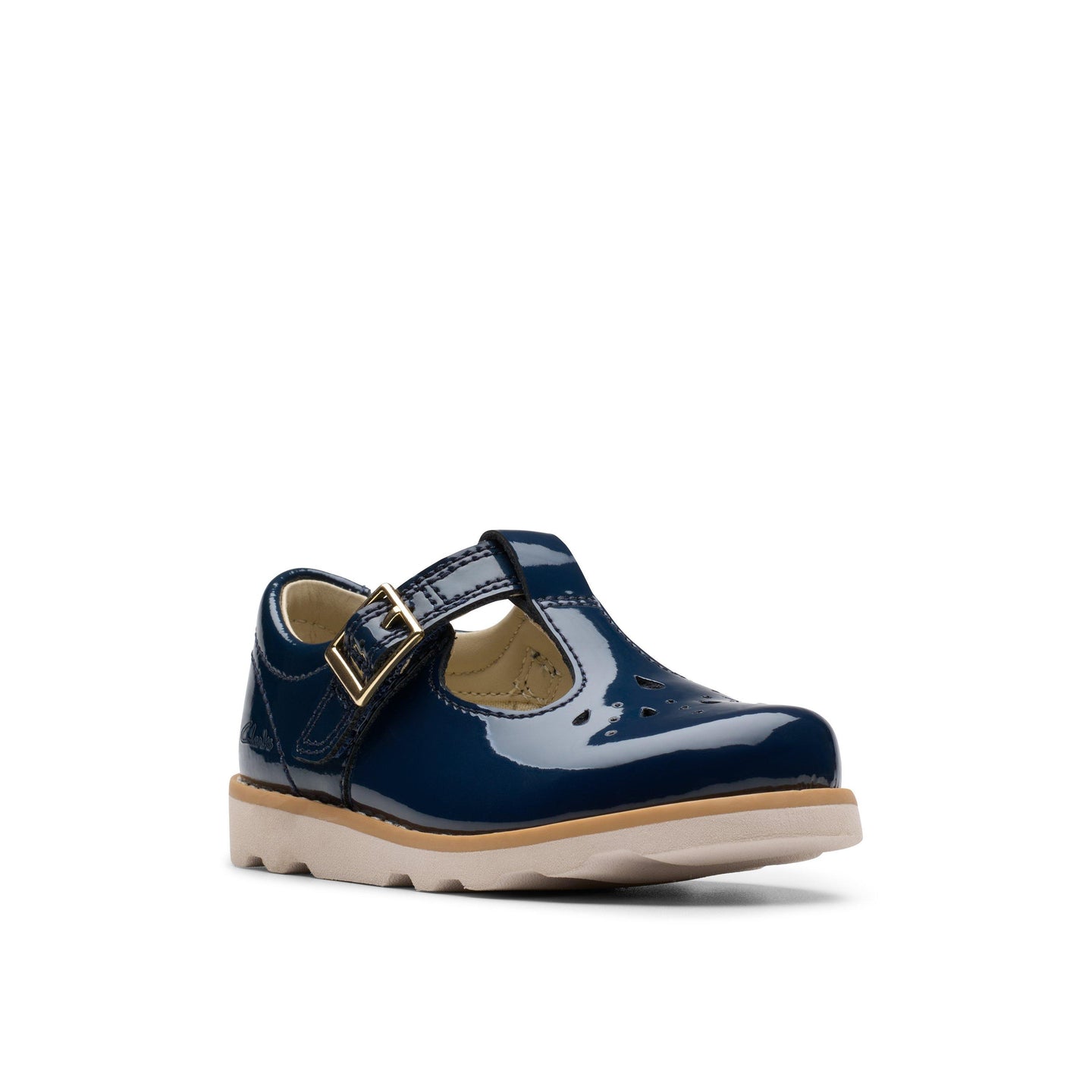 Clarks Crown Print T Navy Patent