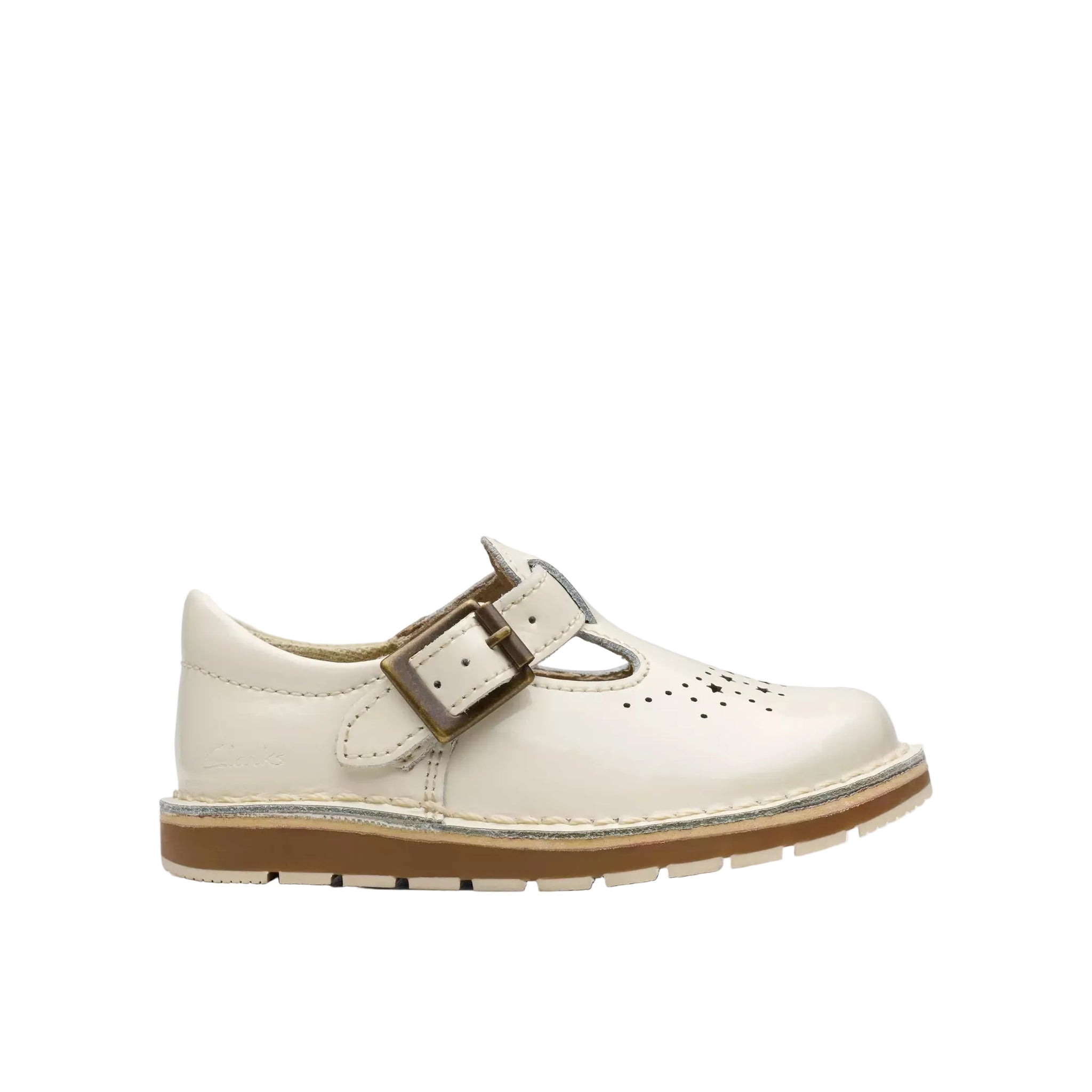 Clarks girls' white patent shoe with velcro
