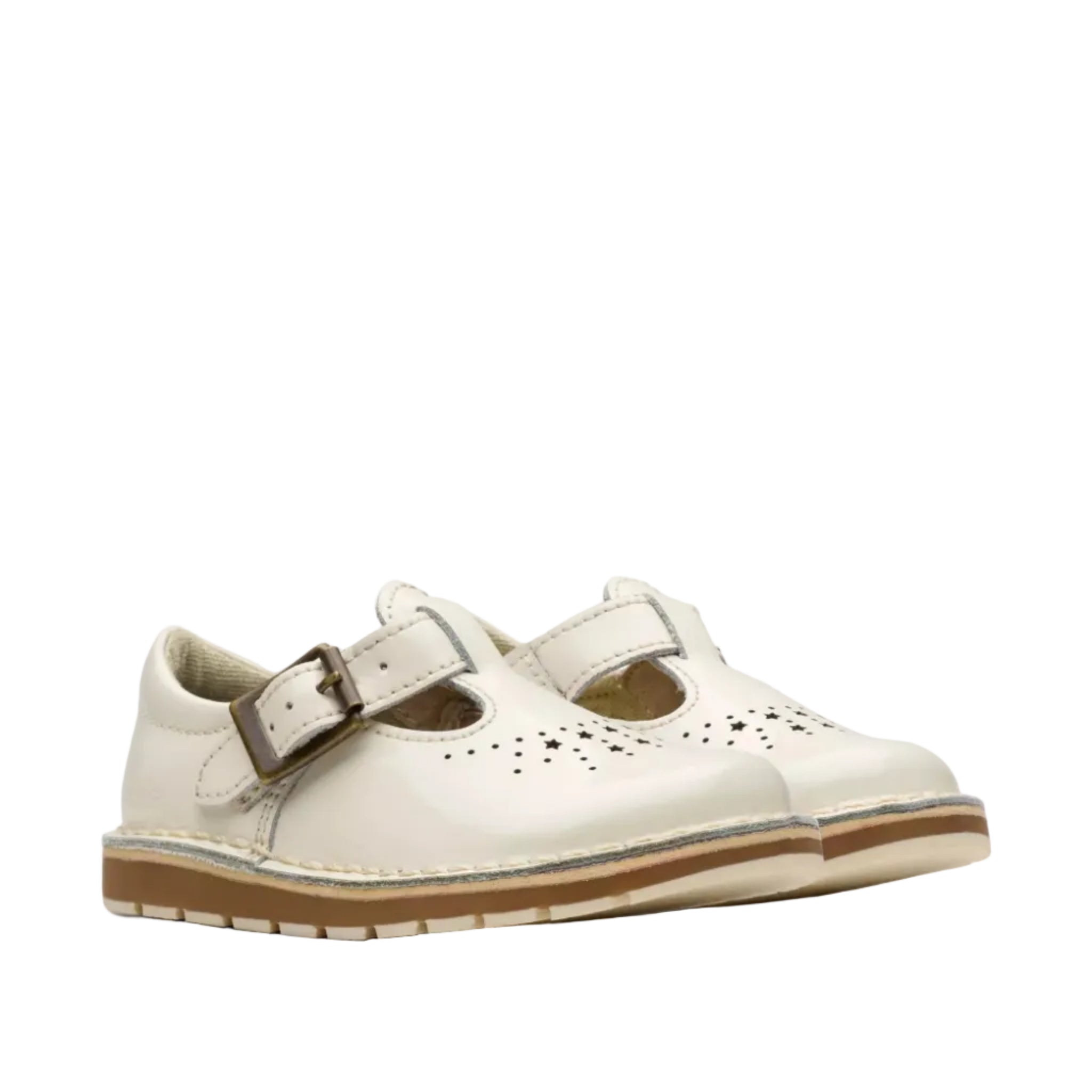 Clarks girls' white patent shoe with velcro