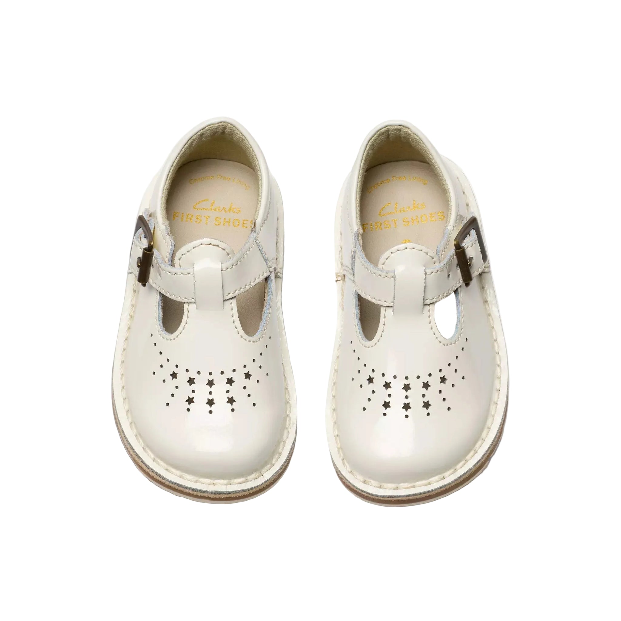 Clarks girls' white patent shoe with velcro