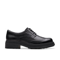 Clarks Girls School Shoe Orinoco 3 Derby Black Leather
