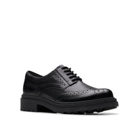 Clarks Girls School Shoe Orinoco 3 Derby Black Leather