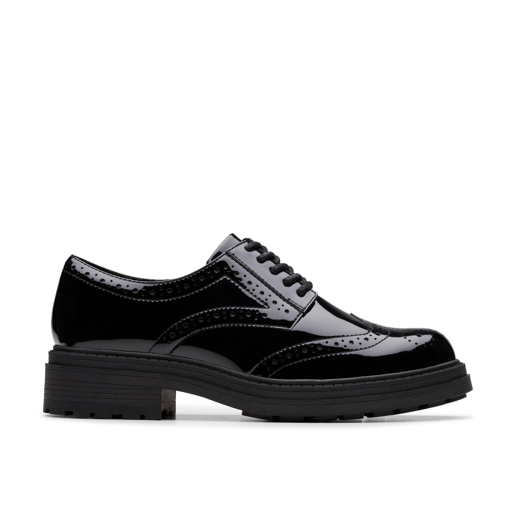 Clarks School Shoe Orinoco 3 Derby Black Patent