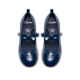 Clarks Girls Shoe Charm Bow K Navy Patent