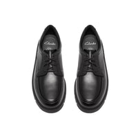 Clarks Boys School Shoe Lorcam Lane Y Black Leather