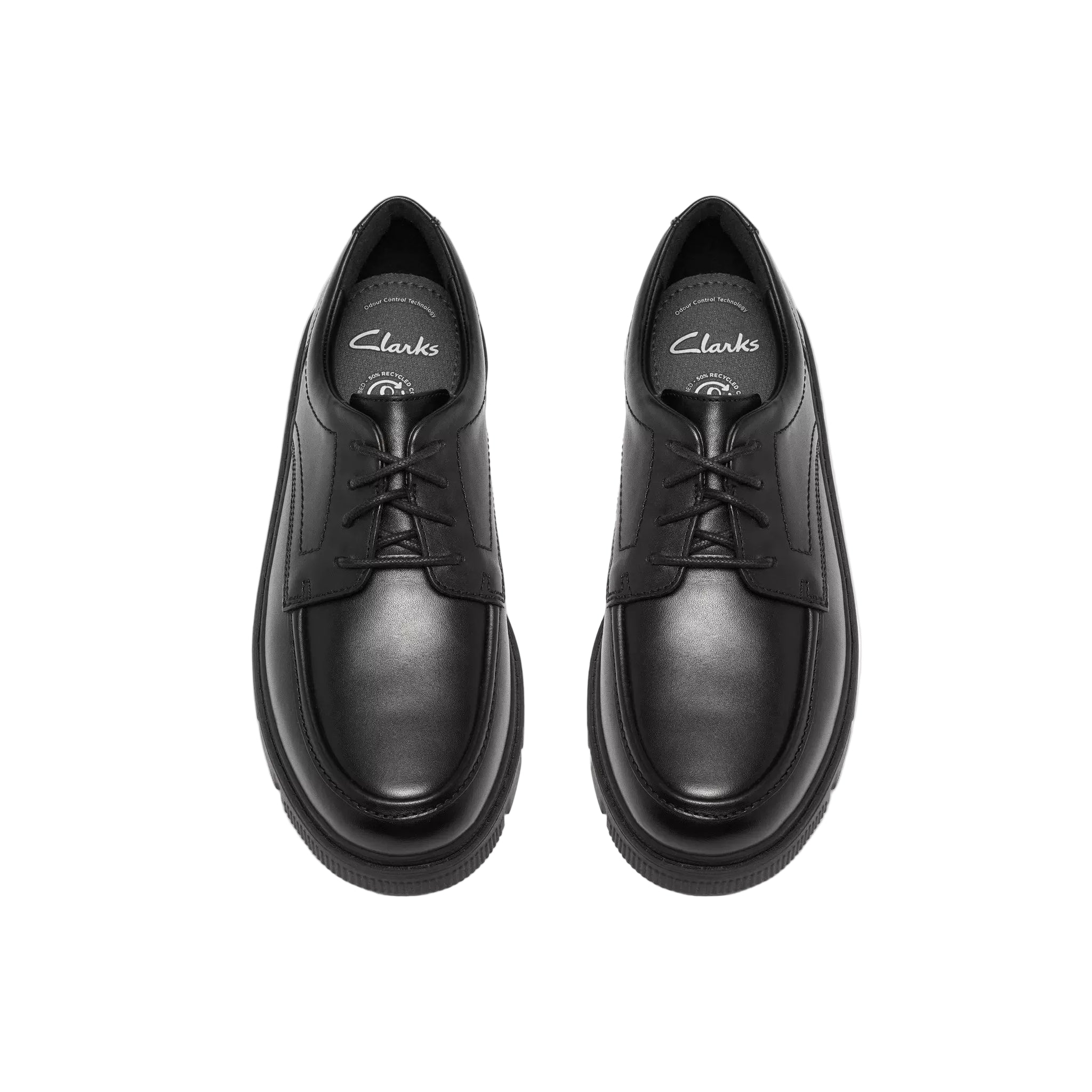 Clarks Boys School Shoe Lorcam Lane Y Black Leather