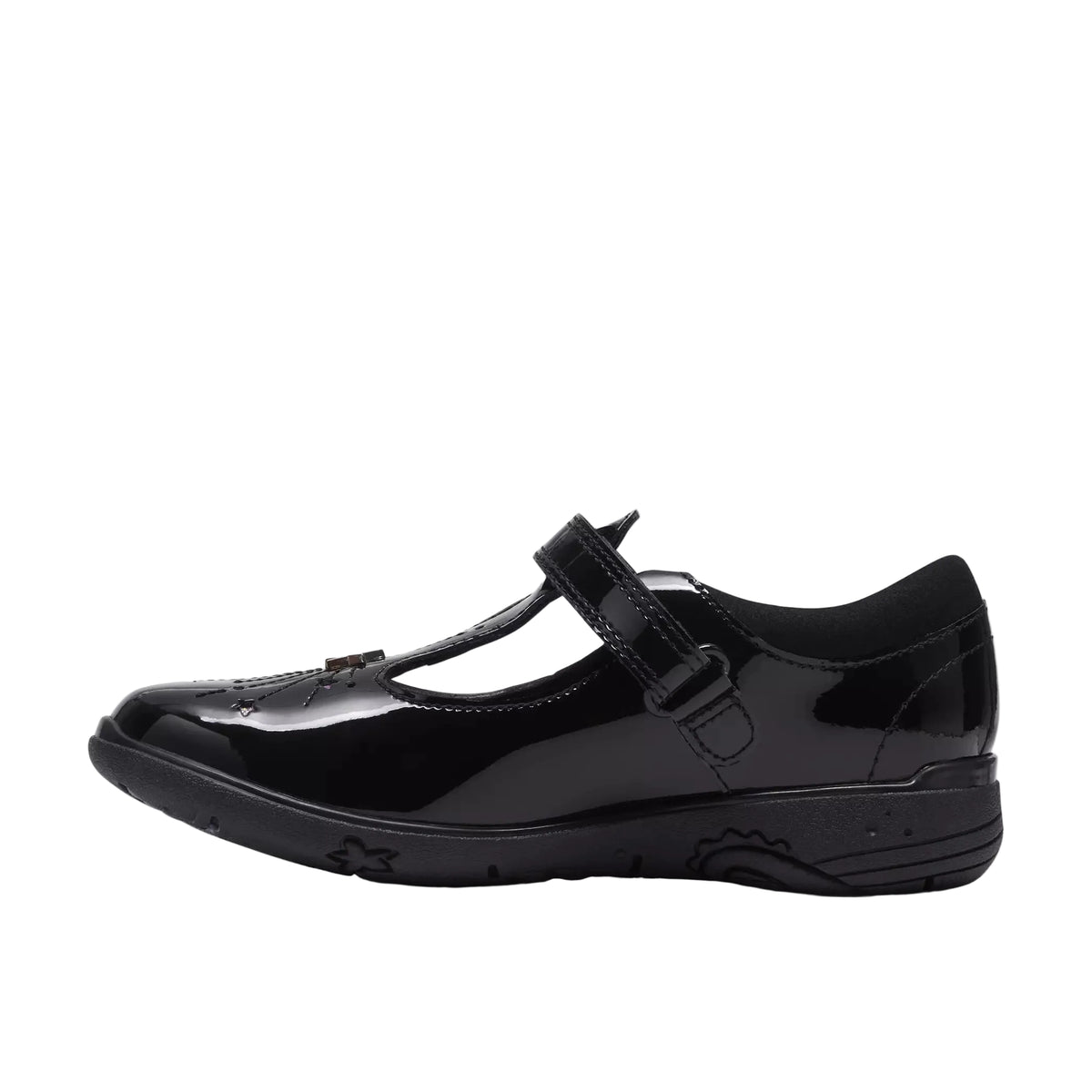 Clarks girls' Relda Magic black patent school shoes