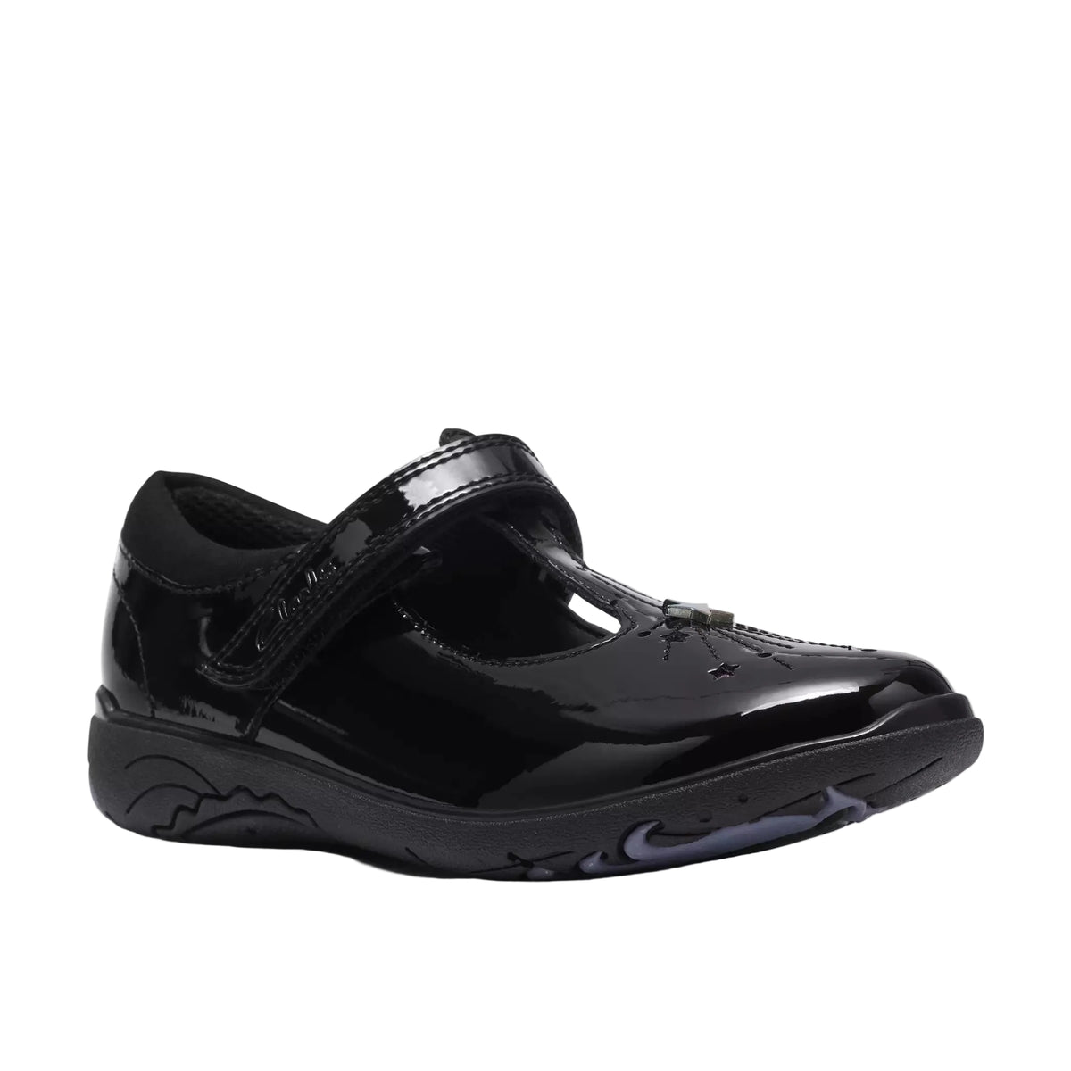 Clarks girls' Relda Magic black patent school shoes